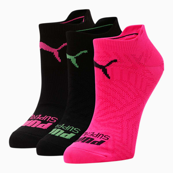 Women's No Show Socks [3 Pack], BRIGHT PINK, extralarge